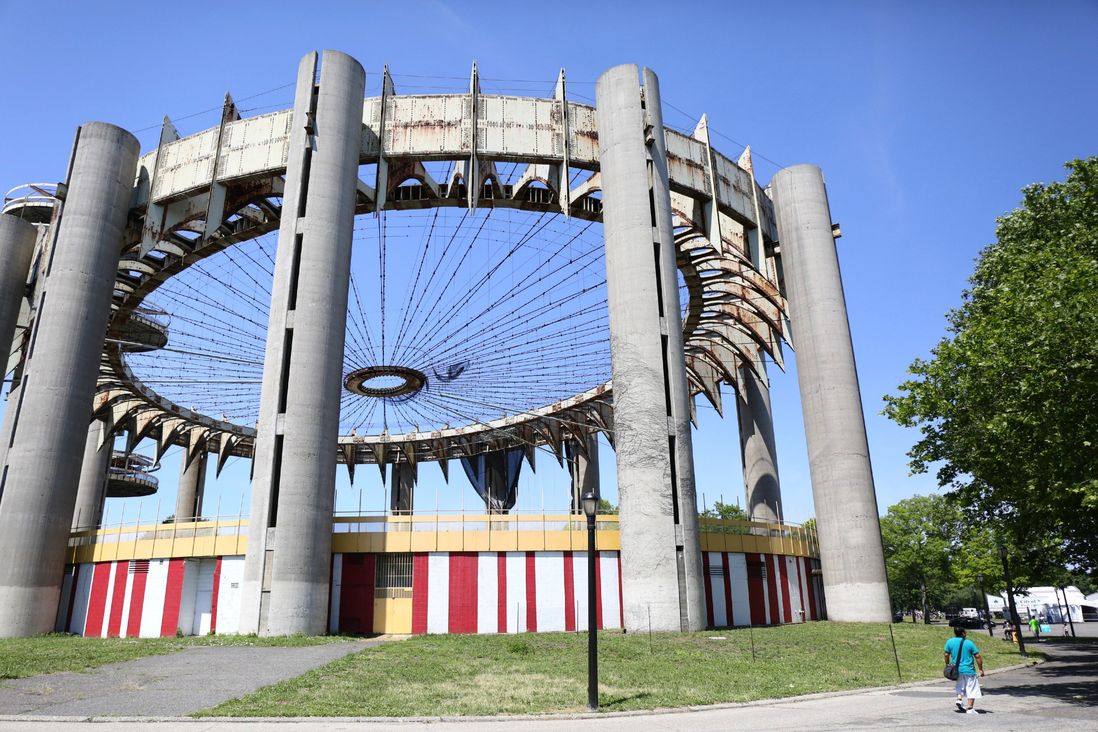 My walking tour guide said there's a possibility the NY State Pavilion will finally get refurbished, and be open to the public. (<a href="http://gothamist.com/2014/07/08/save_the_pavilion.php">More here</a>.)